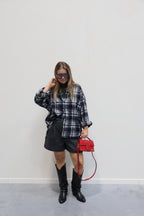 Gitte oversized geruit hemd marine