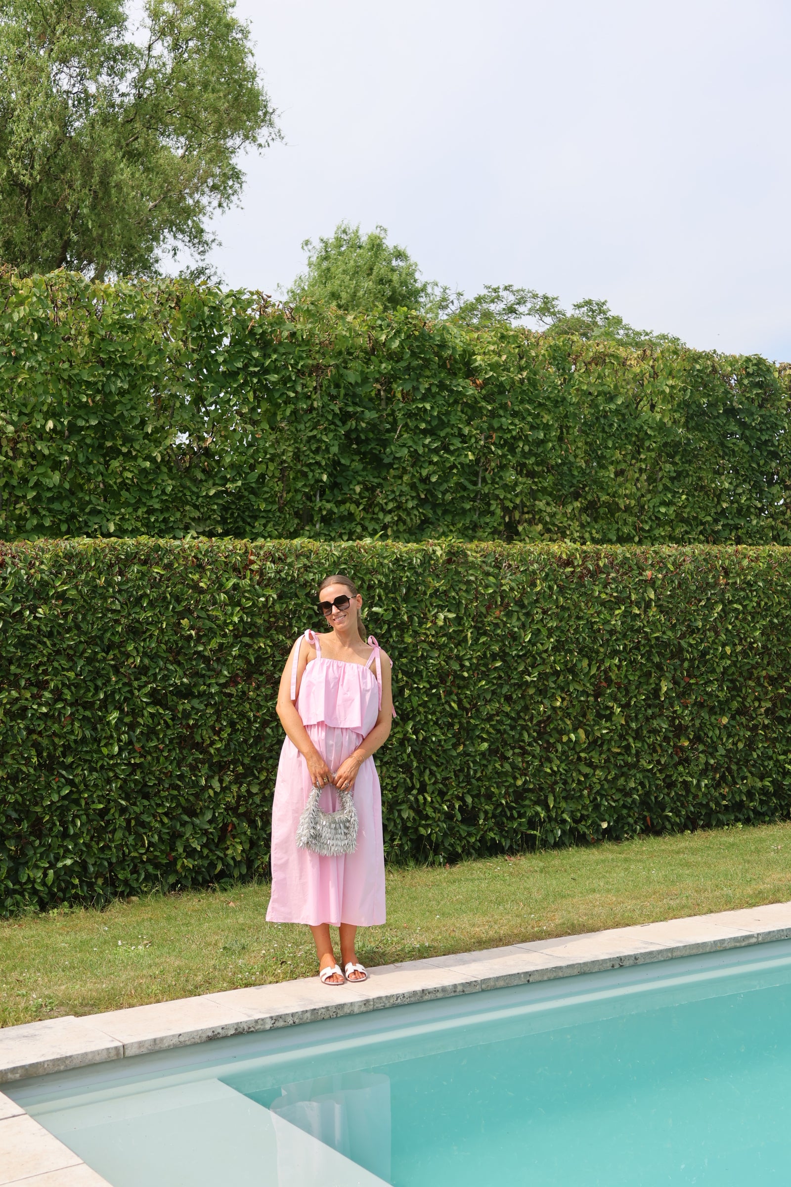 Heleen maxi jurk met strikdetail roze