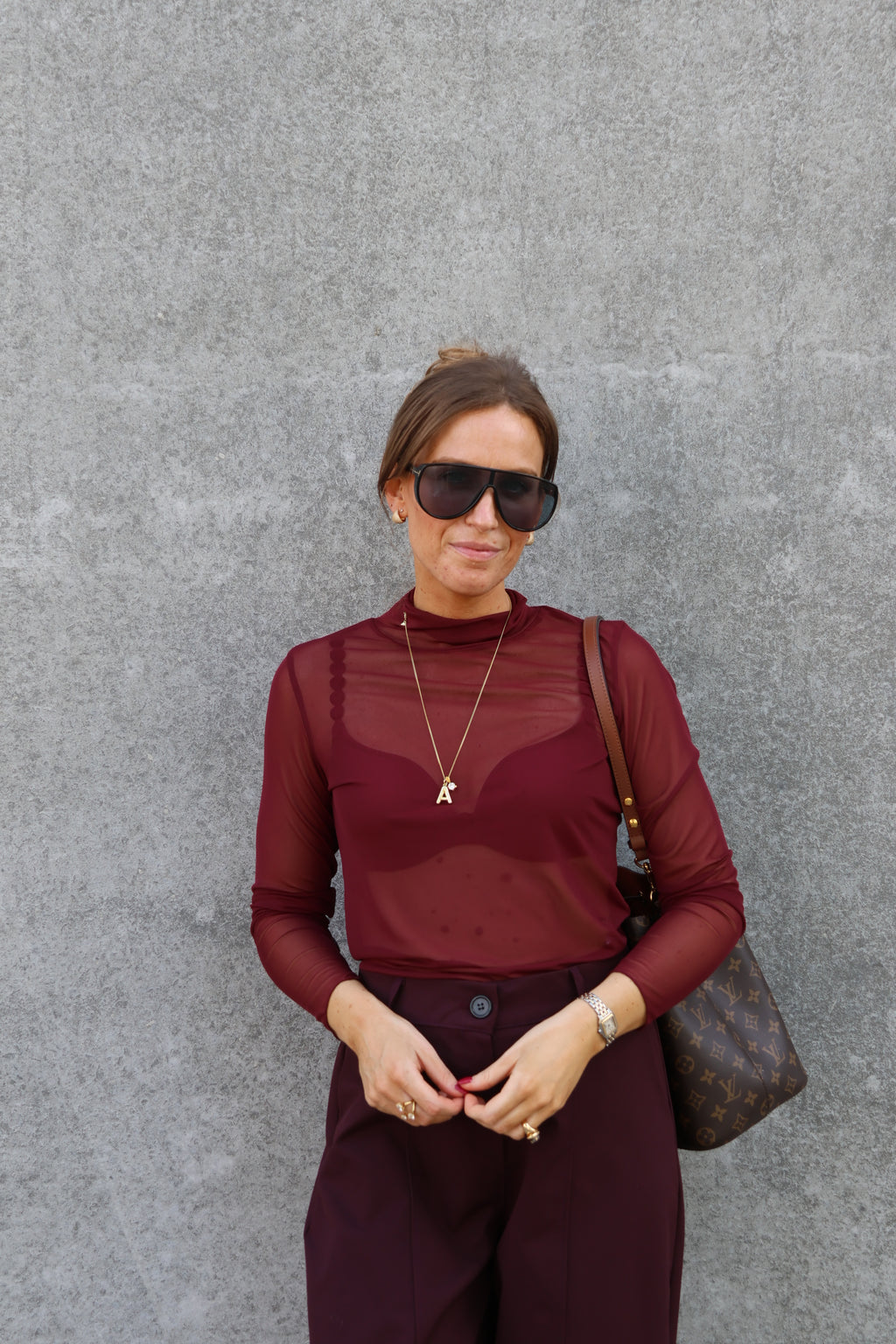 Zoë mesh top bordeaux