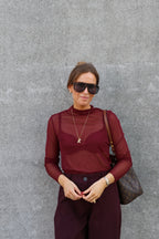 Zoë mesh top bordeaux