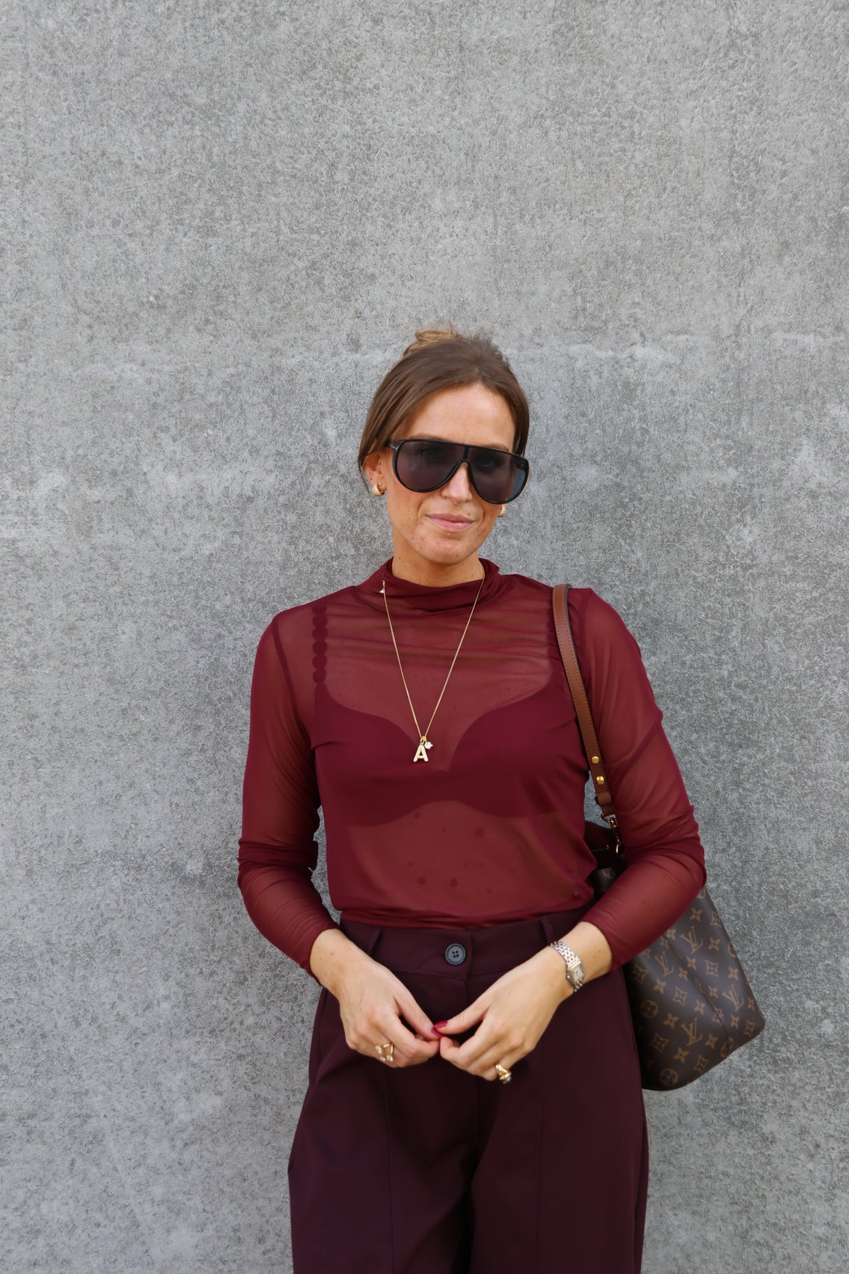 Zoë mesh top bordeaux