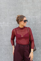 Zoë mesh top bordeaux
