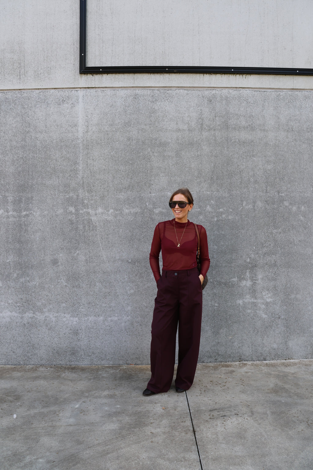 Zoë mesh top bordeaux