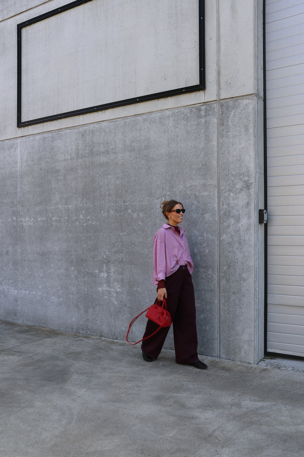 Inez gestreepte blouse rood