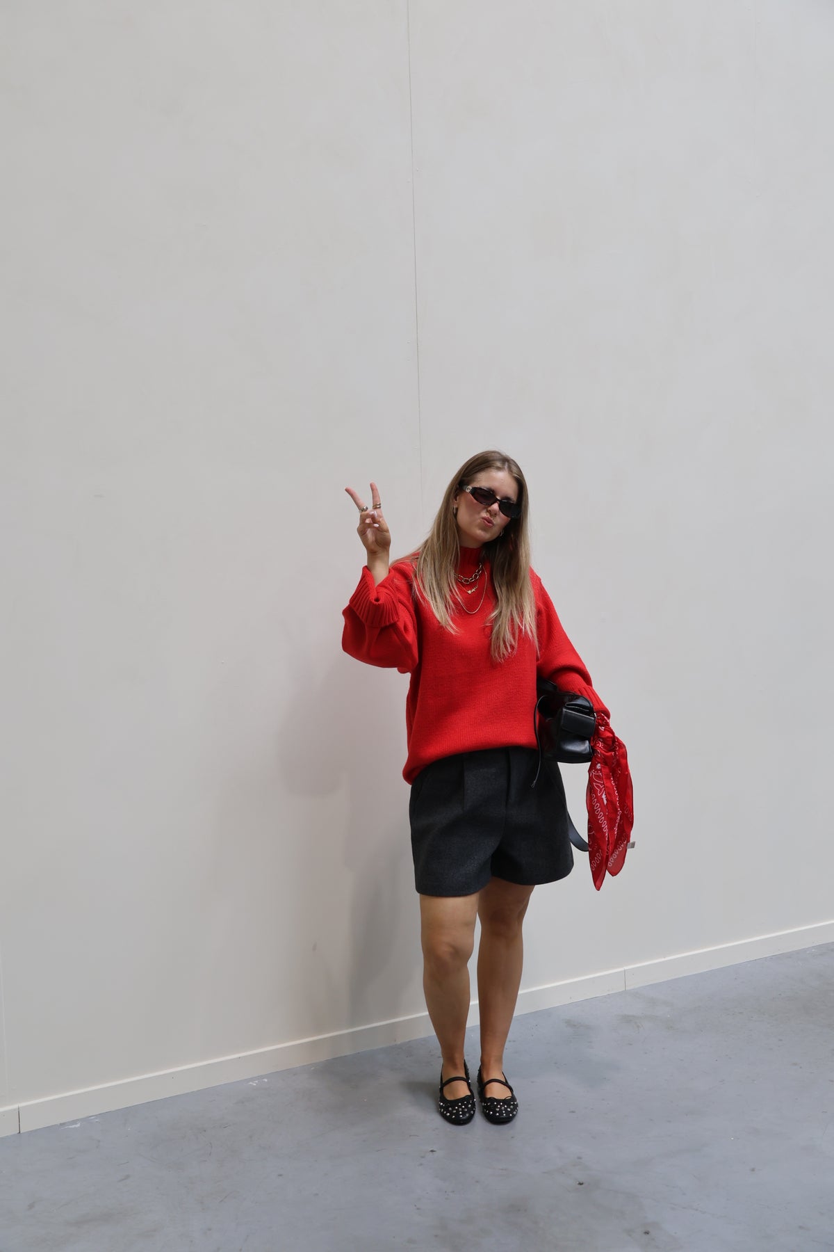 Senna trui met wijde mouw rood
