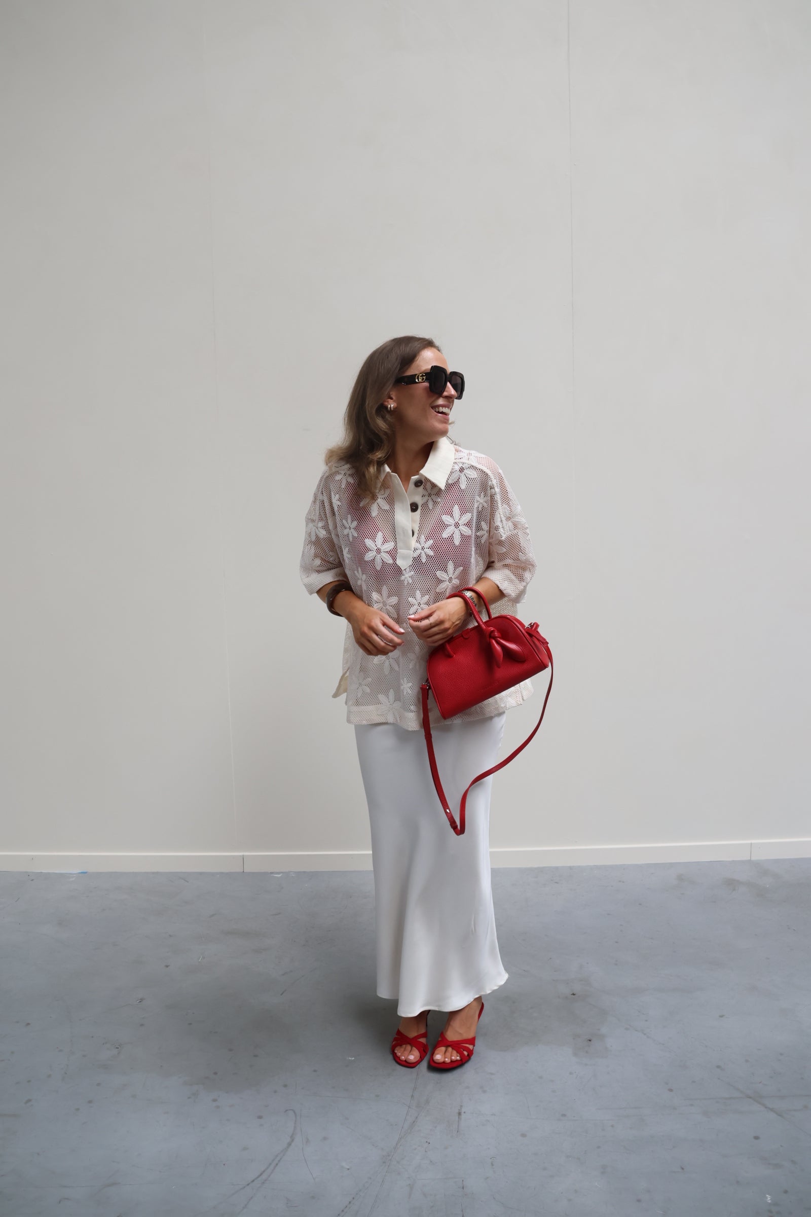 Claire broderie polo crème