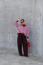 Inez gestreepte blouse rood
