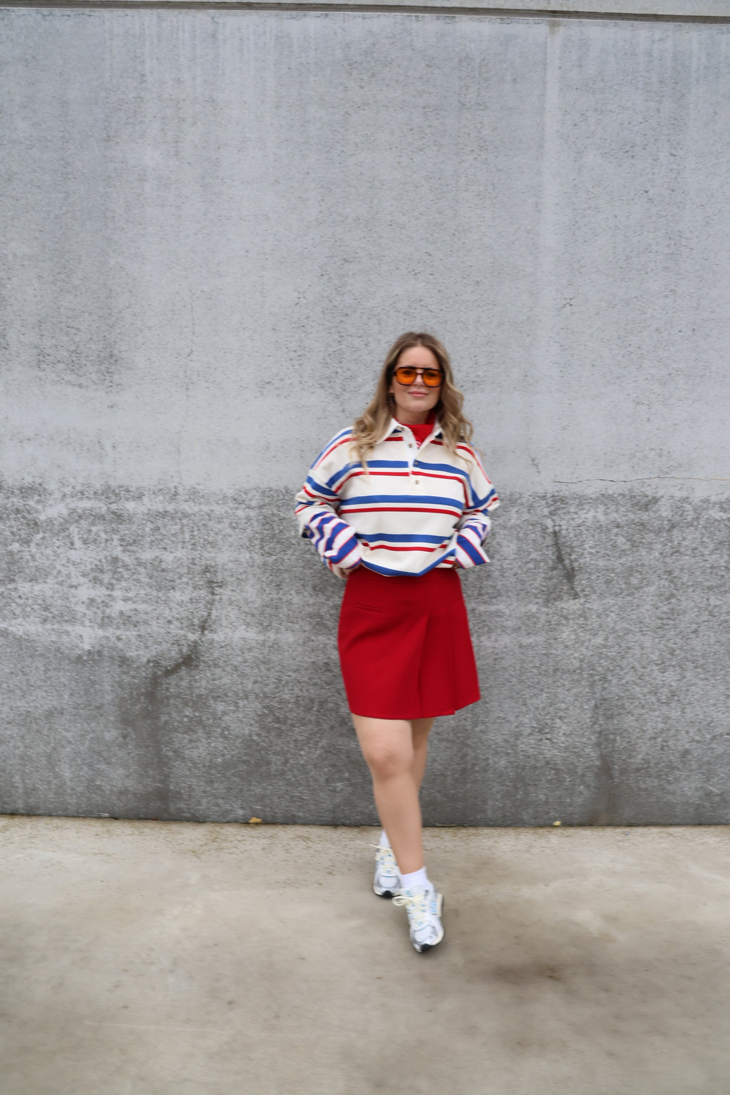 Rae gestreepte polo blauw/rood