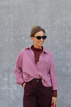 Inez gestreepte blouse rood