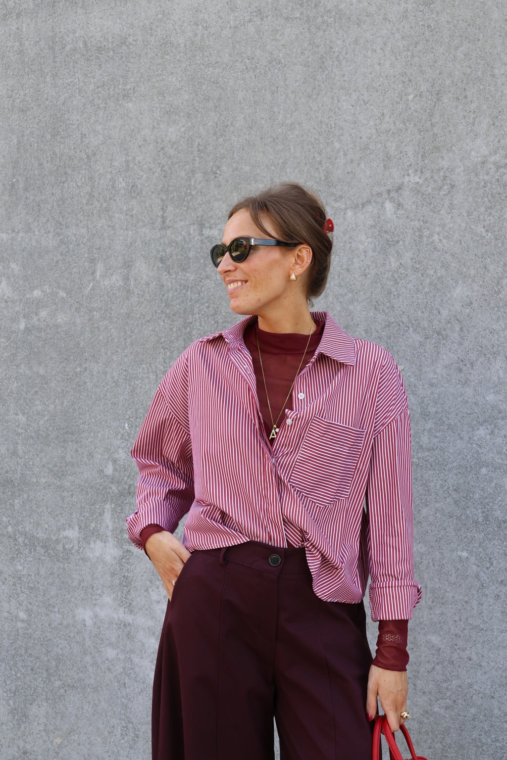 Zoë mesh top bordeaux
