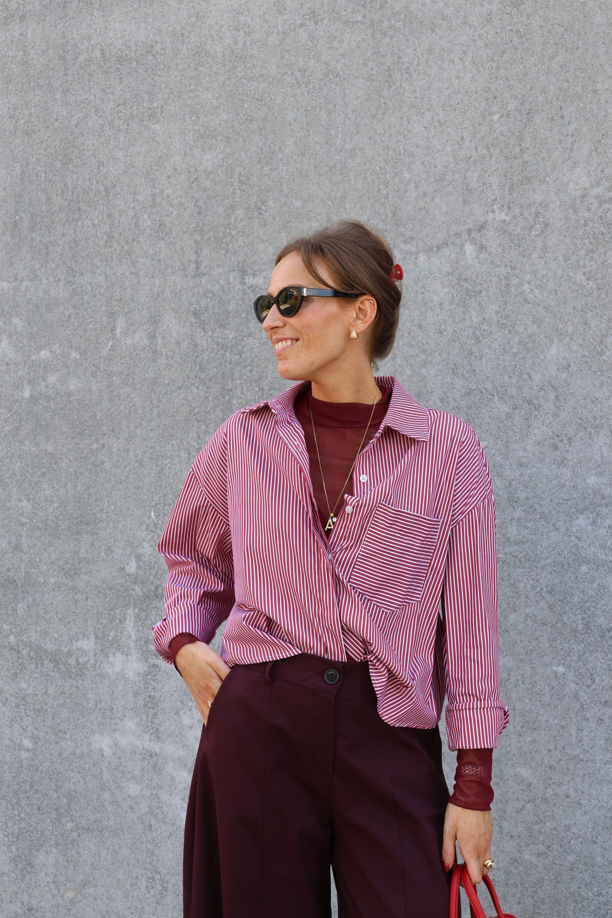 Zoë mesh top bordeaux