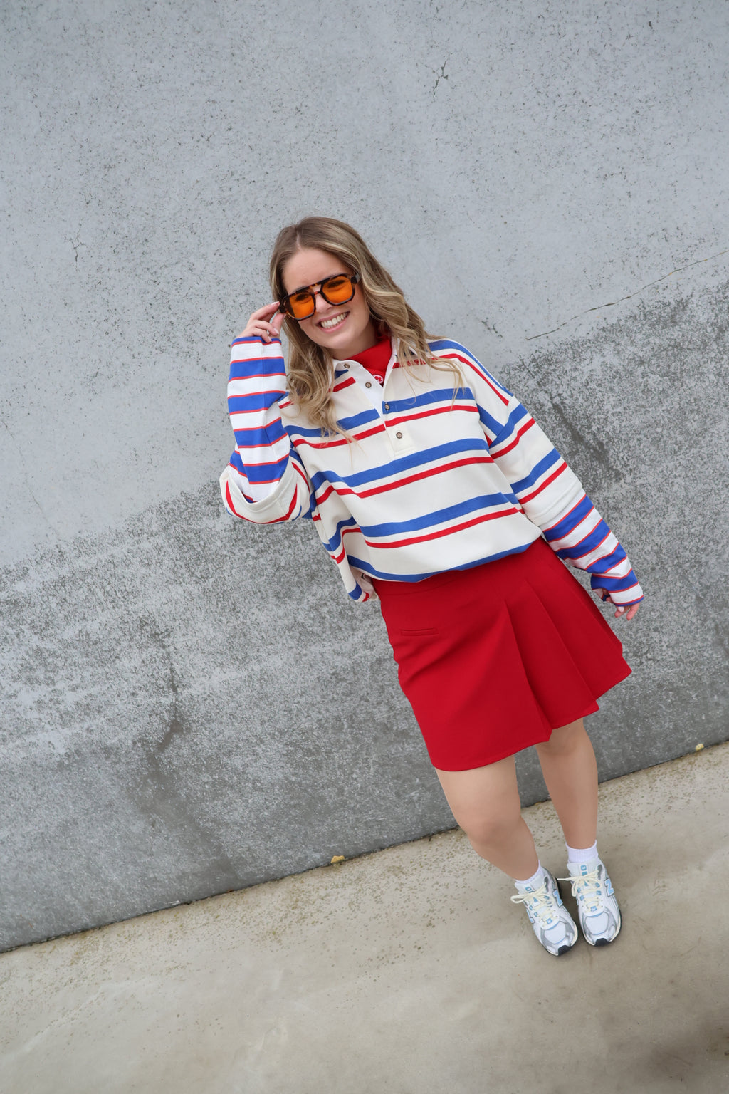 Rae gestreepte polo blauw/rood