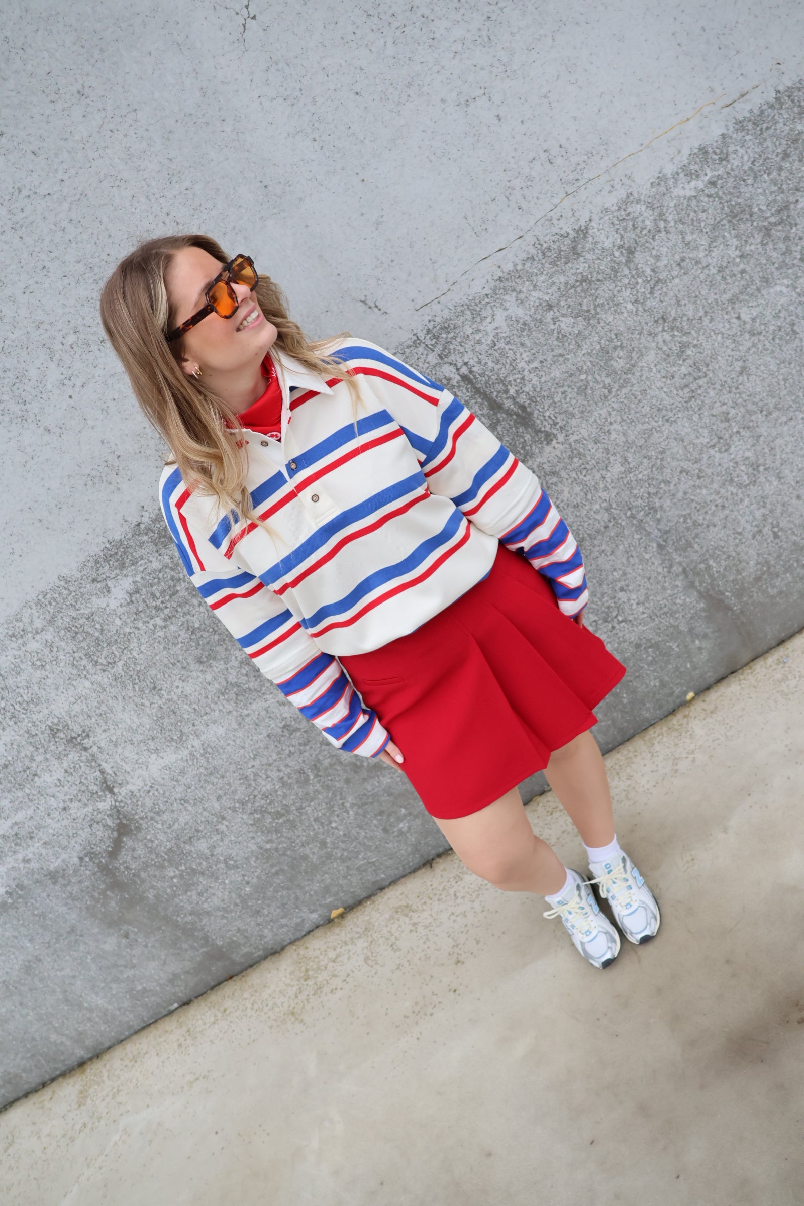 Rae gestreepte polo blauw/rood