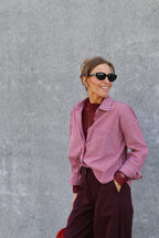 Inez gestreepte blouse rood