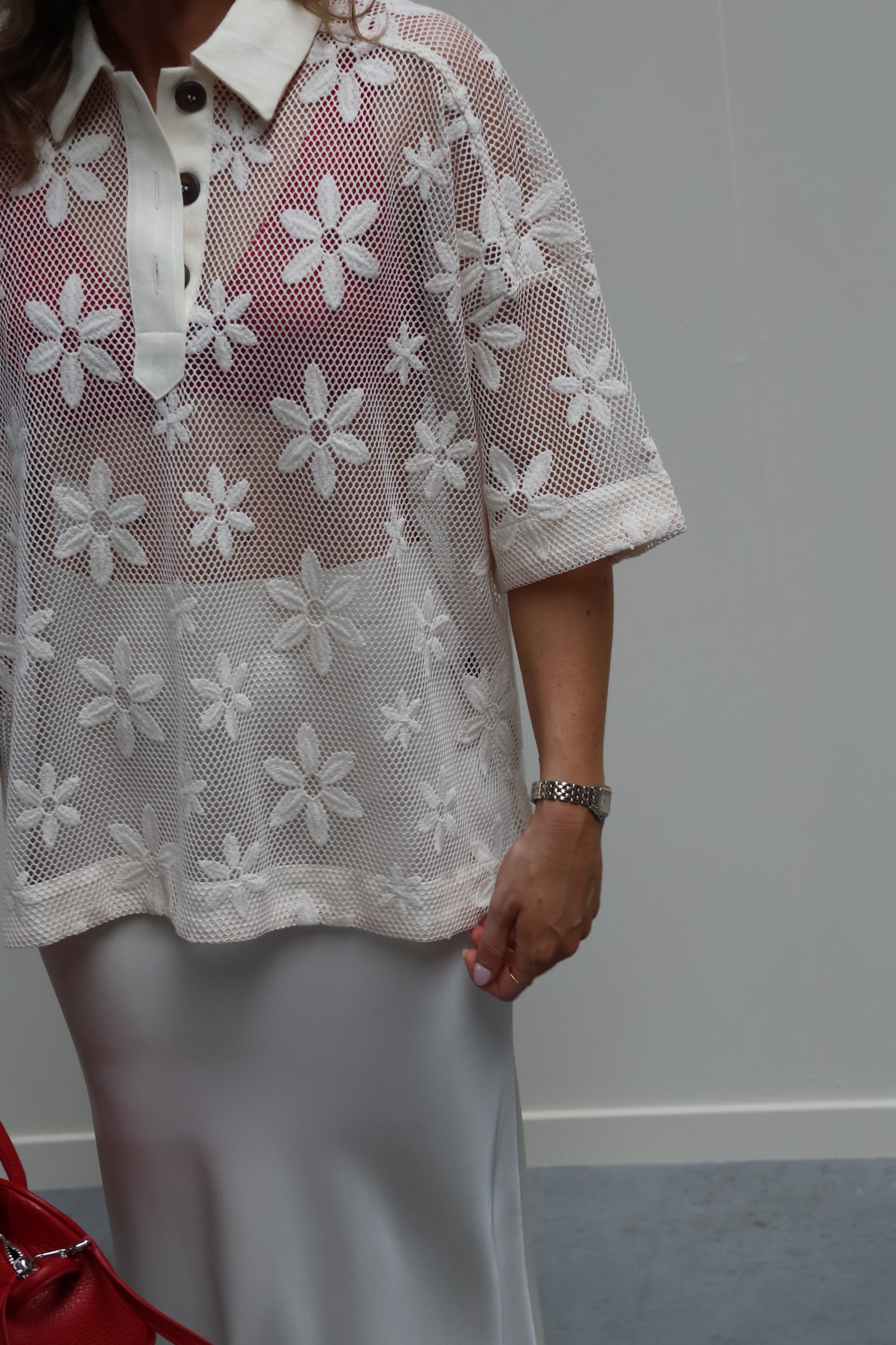 Claire broderie polo crème