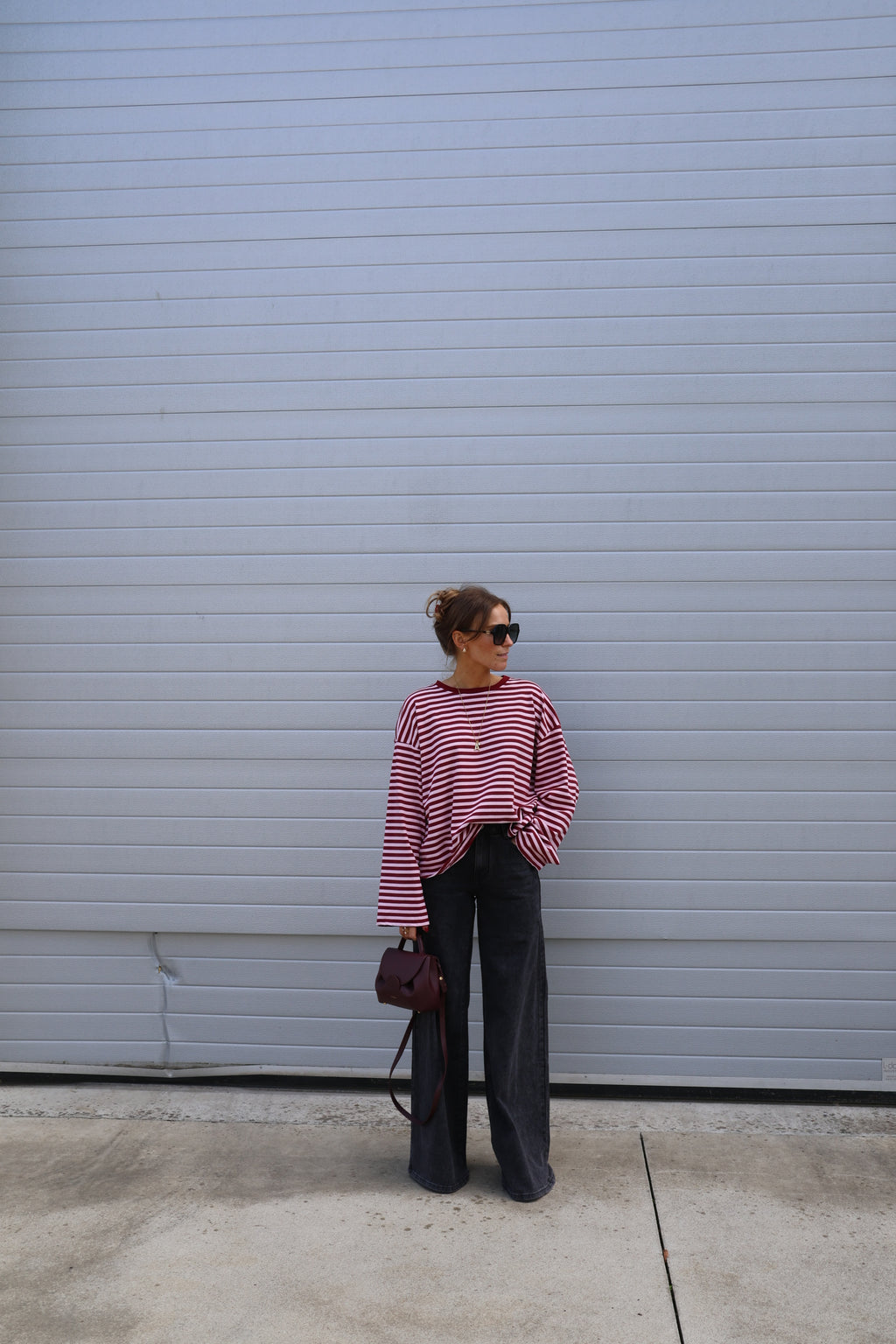 Lenka gestreepte longsleeve bordeaux