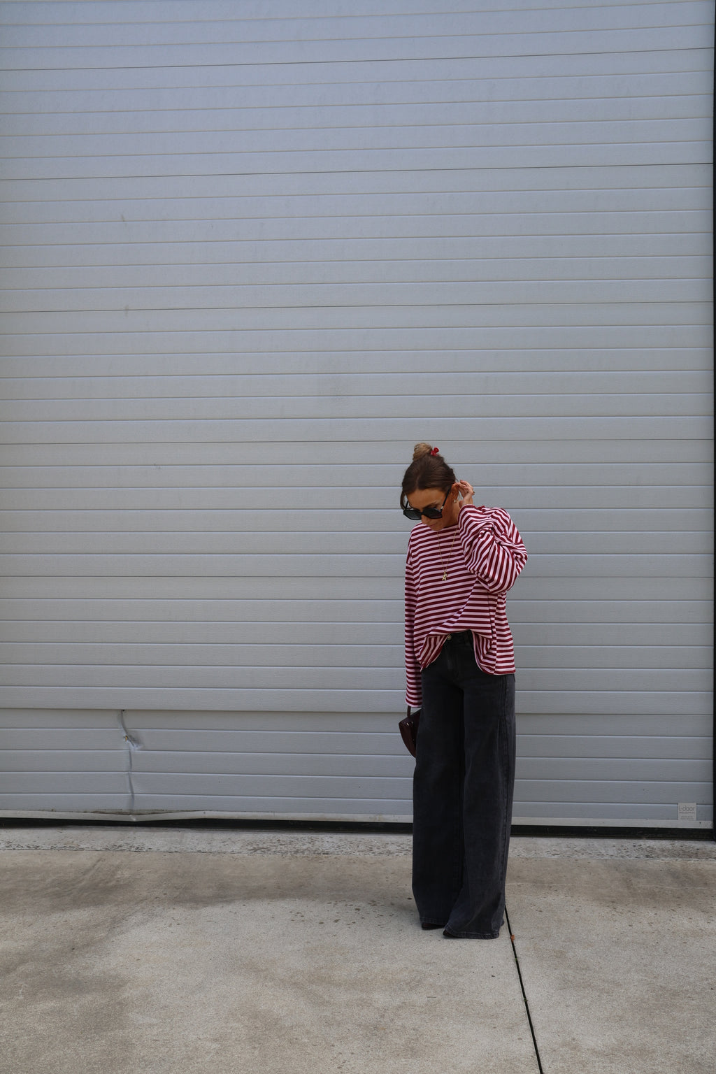 Lenka gestreepte longsleeve bordeaux