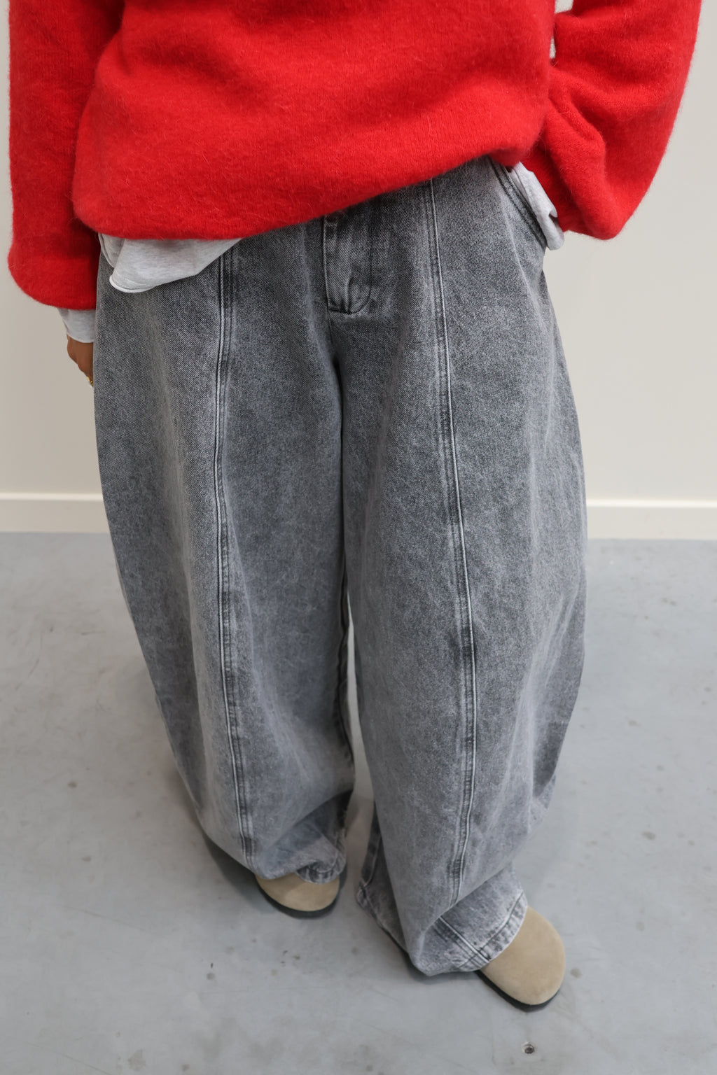 Alexia balloon jeans met rekkerband grijs