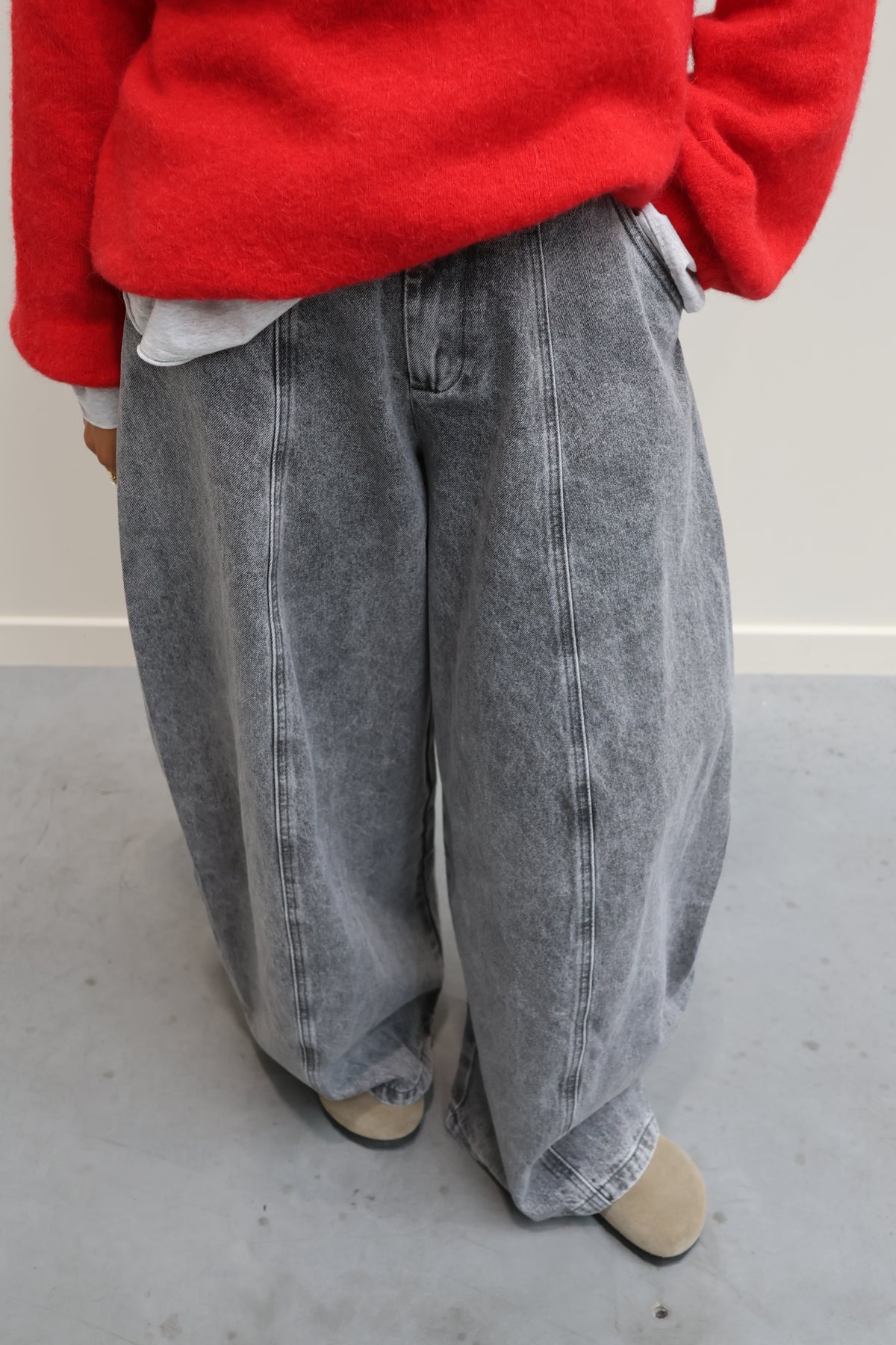 Alexia balloon jeans met rekkerband grijs