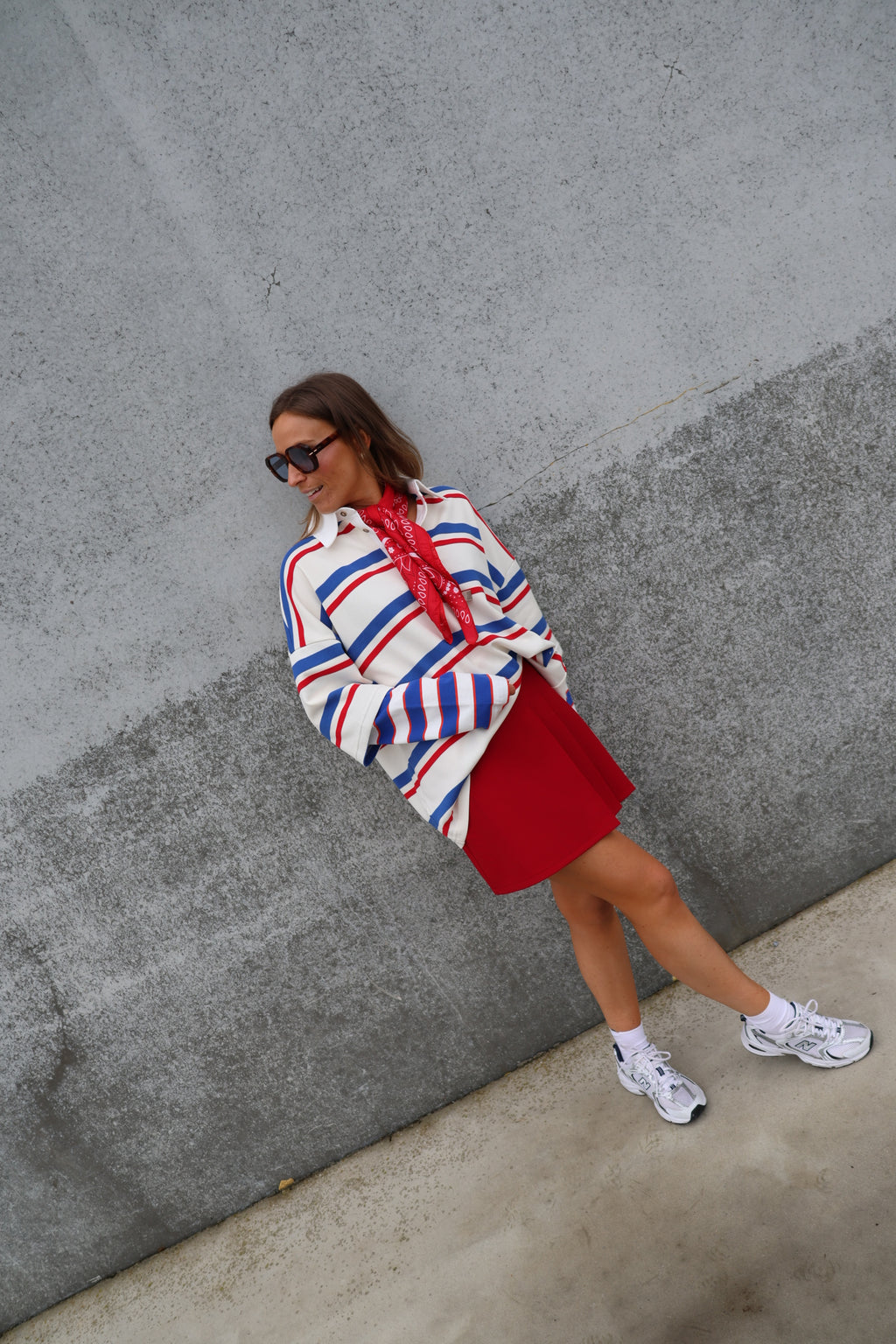 Rae gestreepte polo blauw/rood