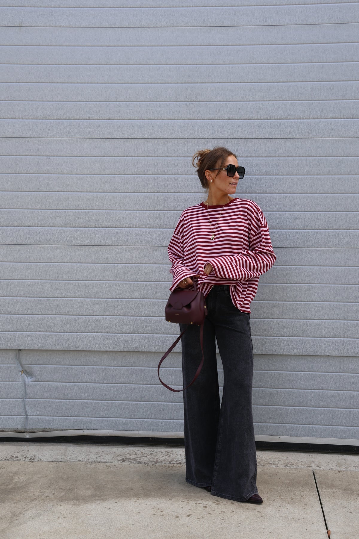 Lenka gestreepte longsleeve bordeaux