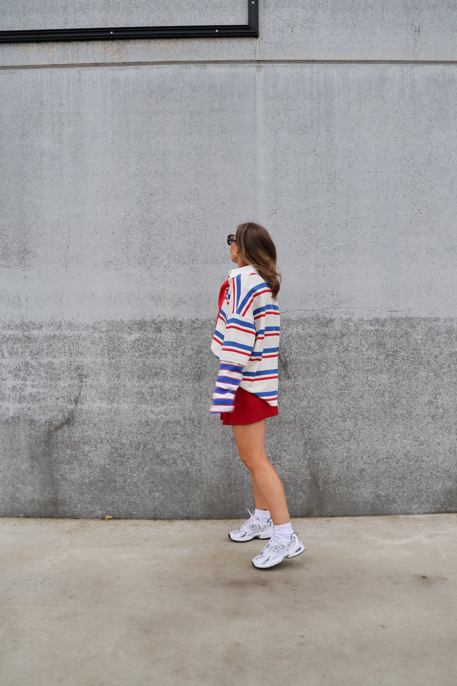 Rae gestreepte polo blauw/rood