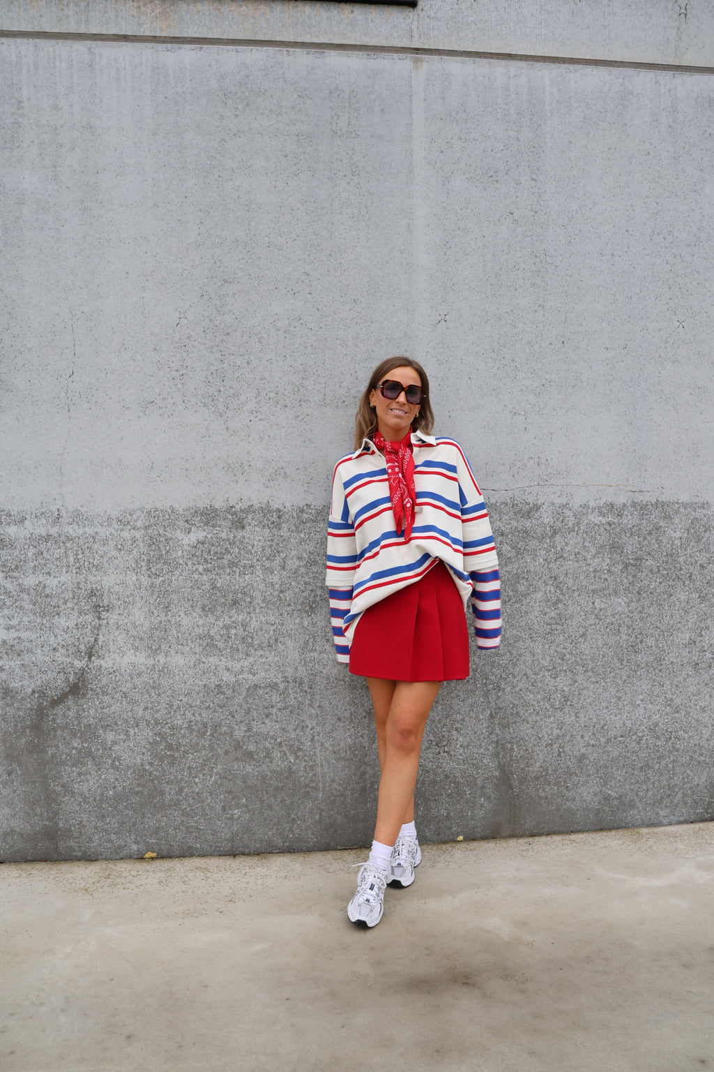 Rae gestreepte polo blauw/rood