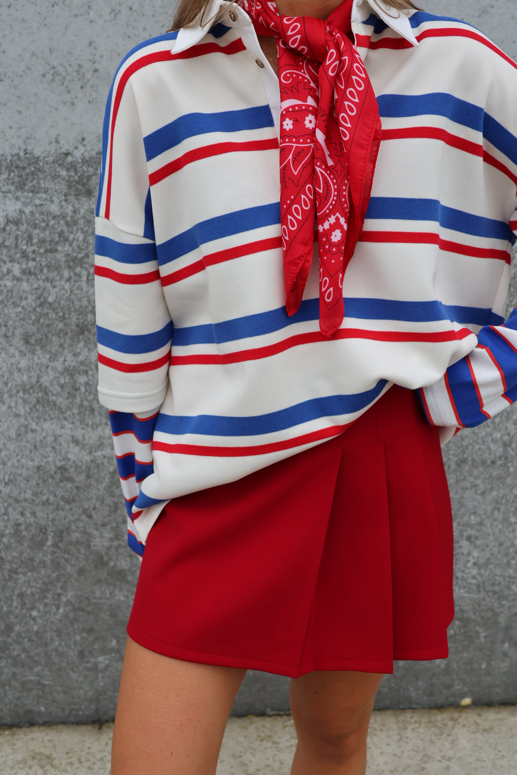 Rae gestreepte polo blauw/rood