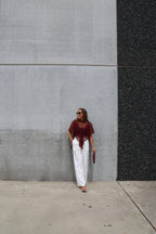 Tess see-trough kanten top bordeaux