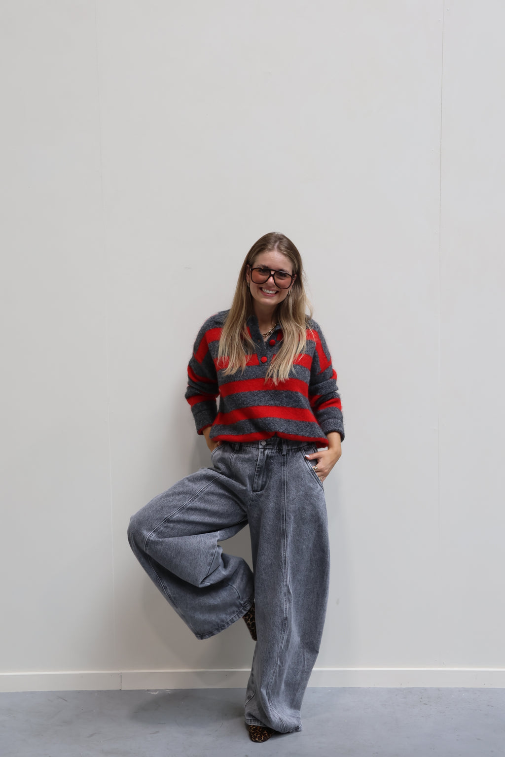 Alexia balloon jeans met rekkerband grijs