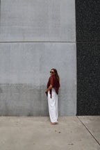 Tess see-trough kanten top bordeaux