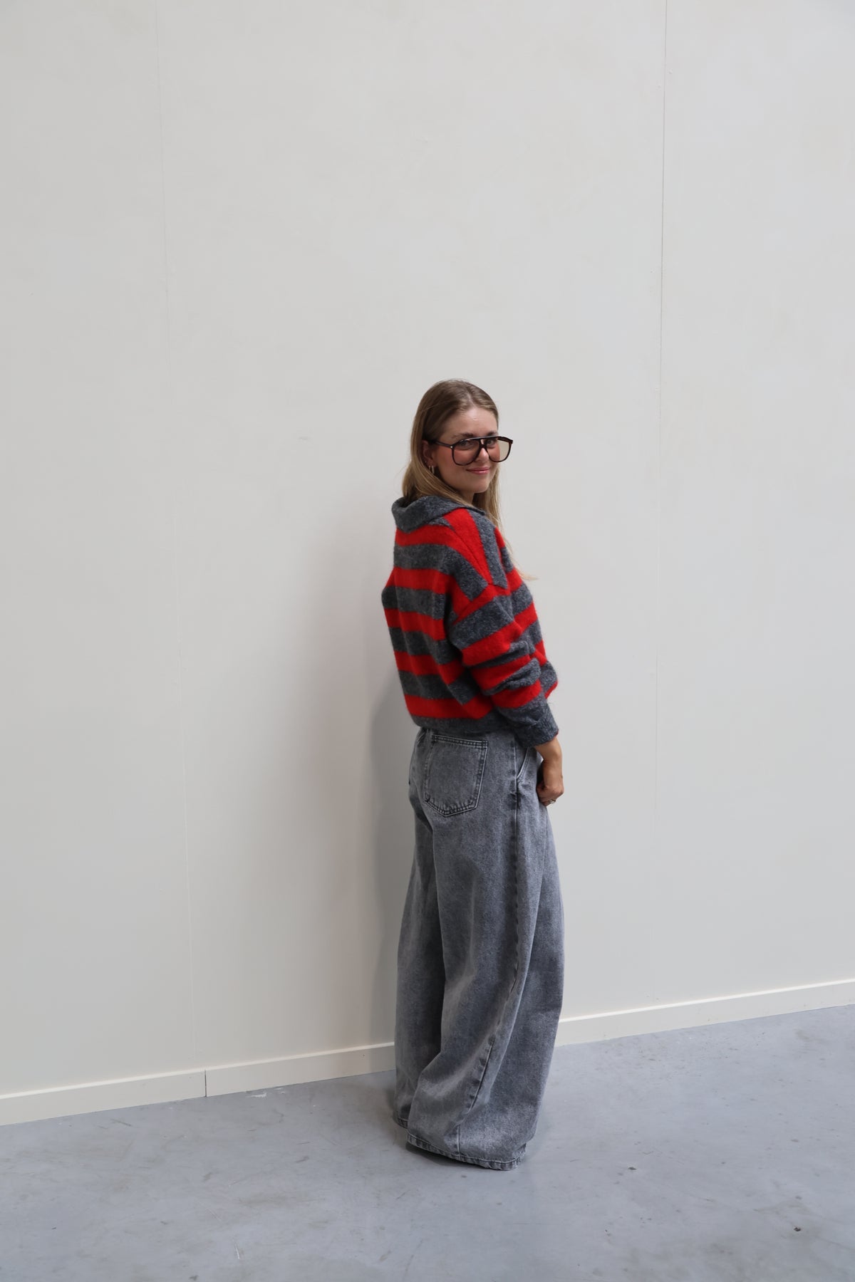 Alexia balloon jeans met rekkerband grijs
