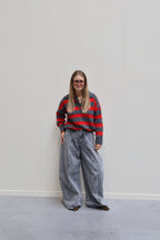 Hailey trui gestreept met polokraag en cropped detail