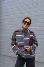 Sam cardigan met sjaal grijs