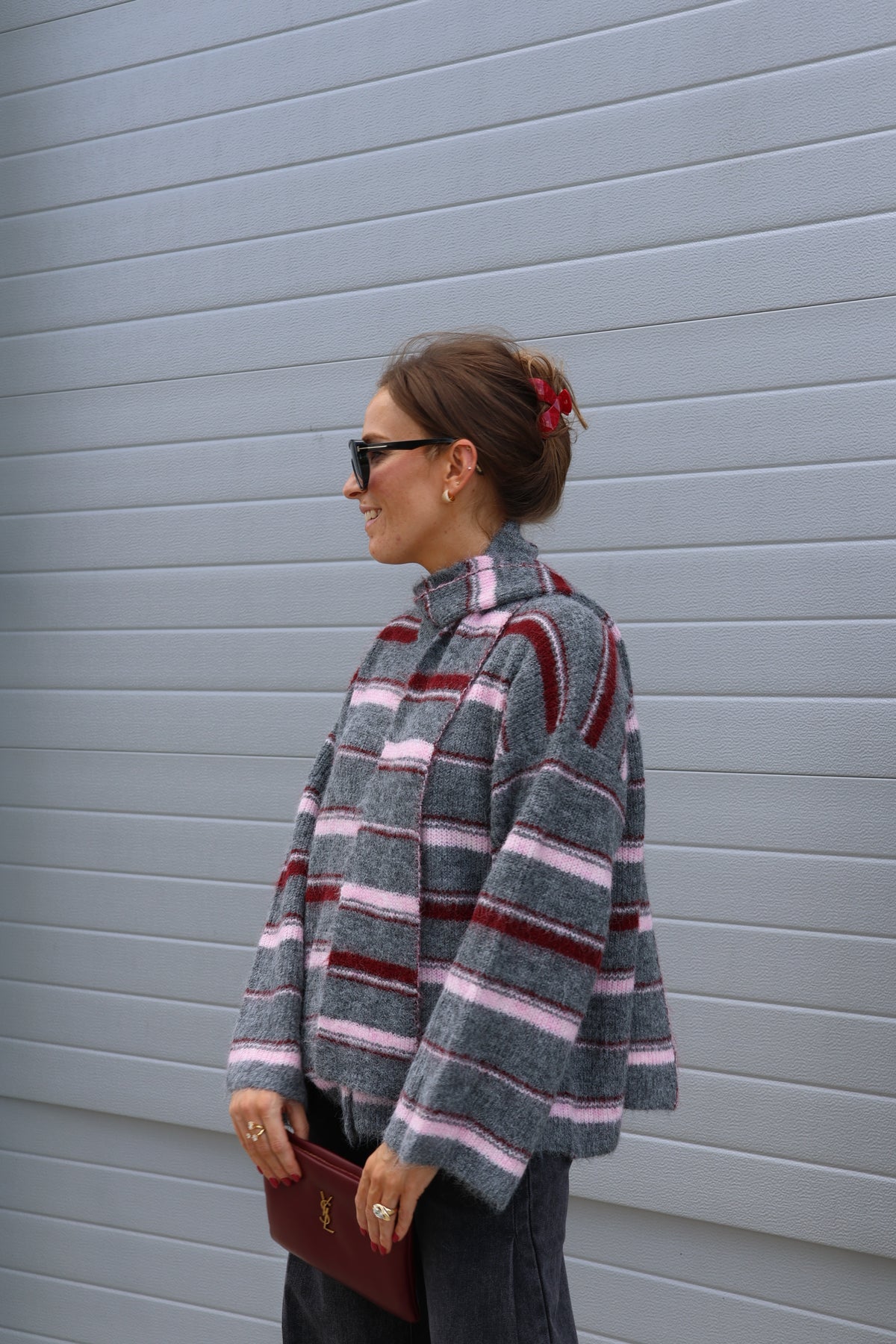 Sam cardigan met sjaal grijs