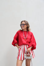 Vive blouse met wijde mouwen rood