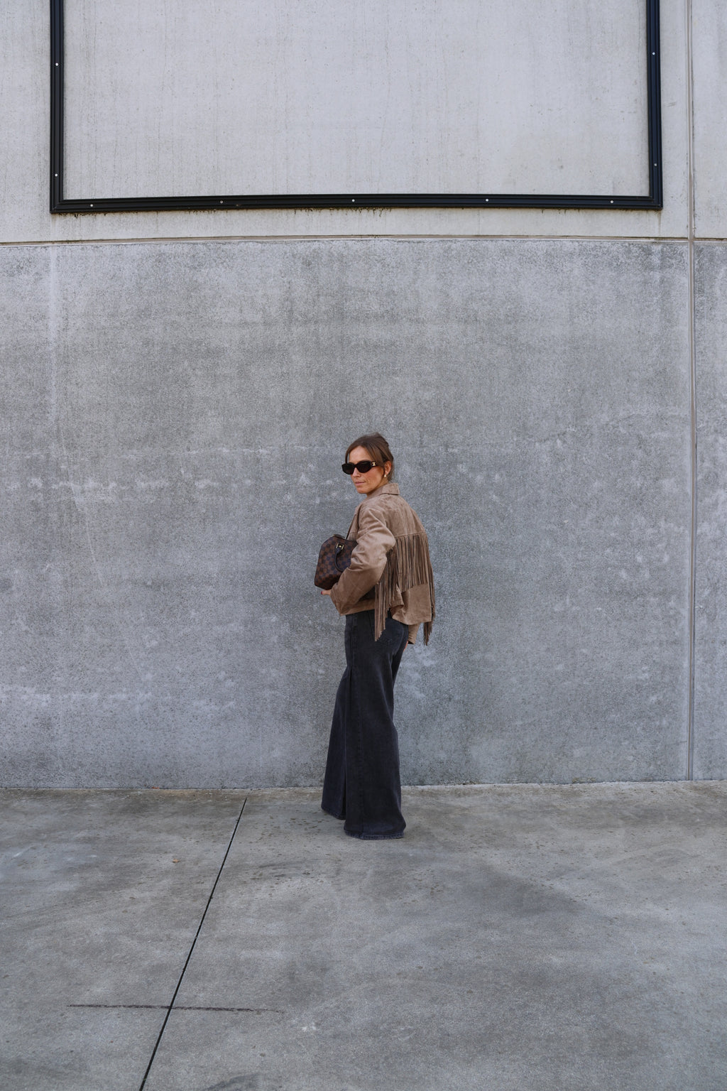 Ine wide leg jeans met plooidetail donkergrijs - long length