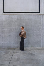 Ine wide leg jeans met plooidetail donkergrijs - long length