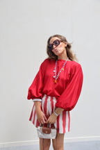 Vive blouse met wijde mouwen rood