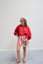 Vive blouse met wijde mouwen rood