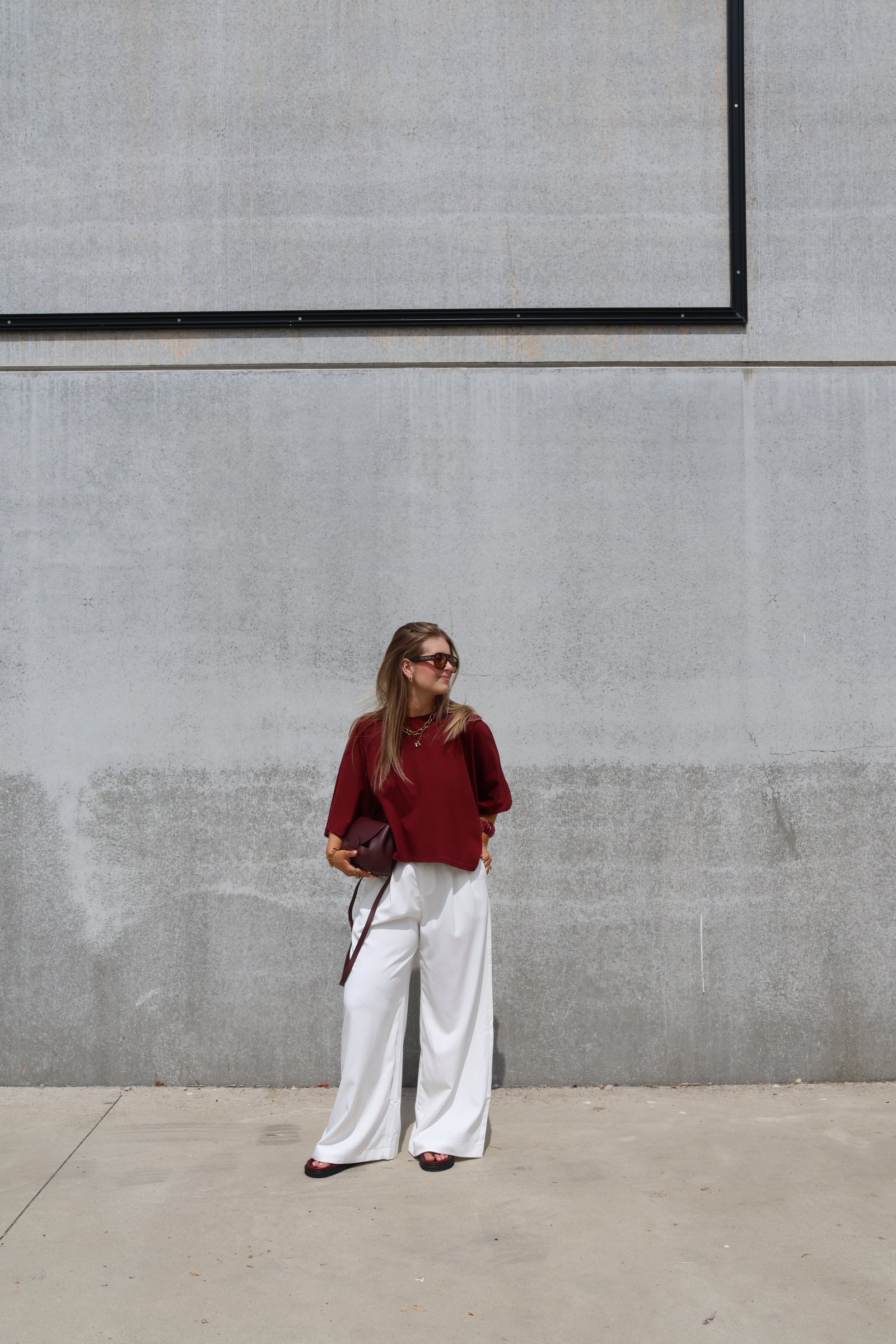 Emma cropped T-shirt bordeaux