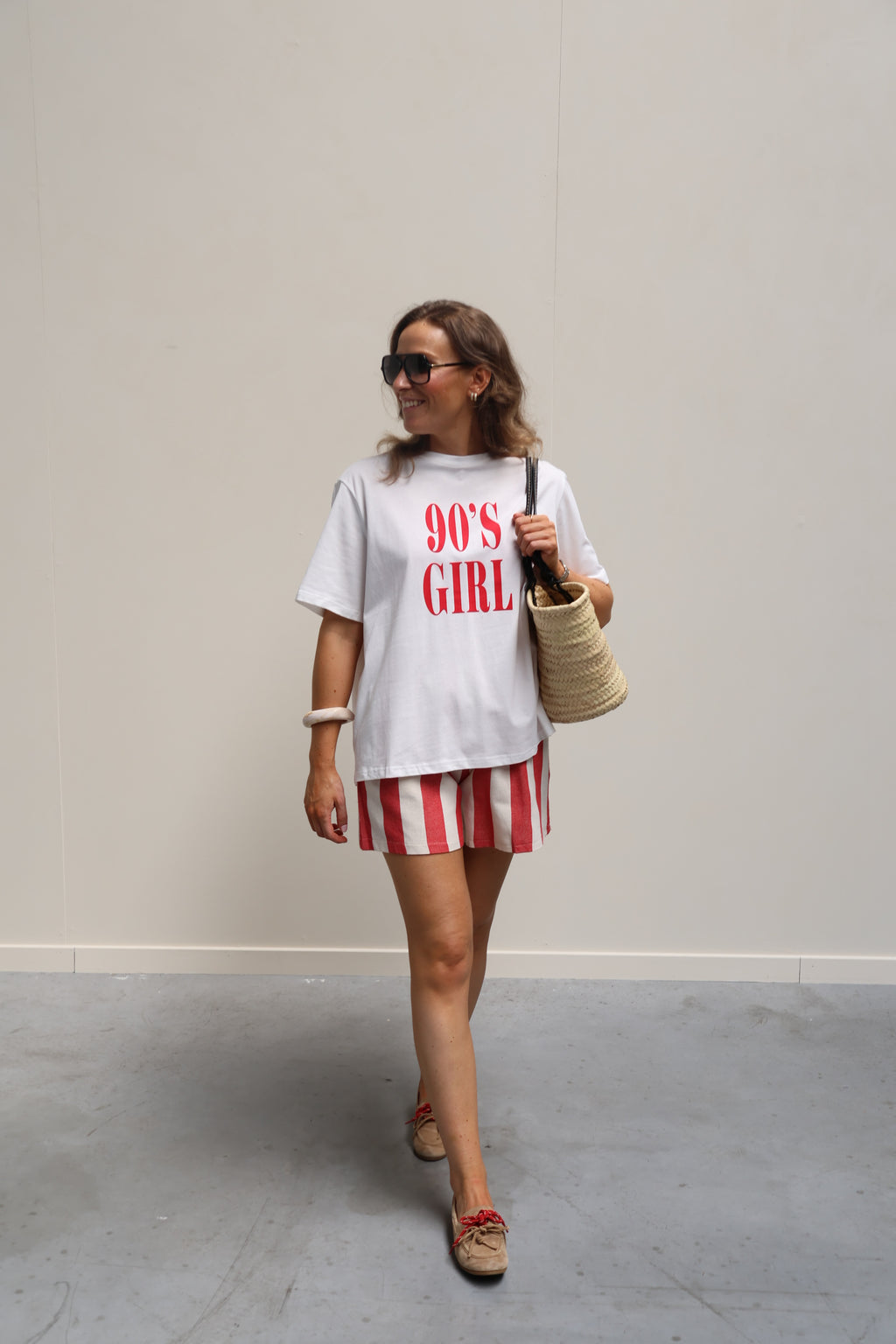 Sanne gestreepte short rood/ecru