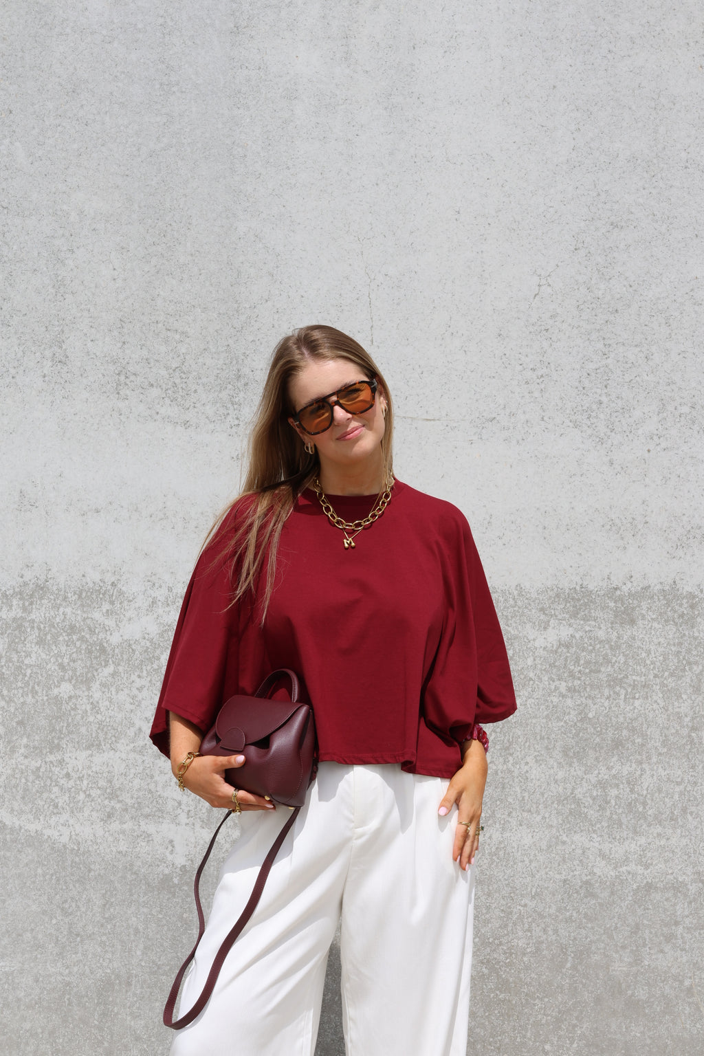 Emma cropped T-shirt bordeaux