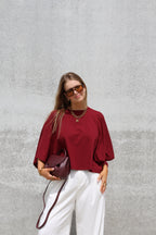 Emma cropped T-shirt bordeaux