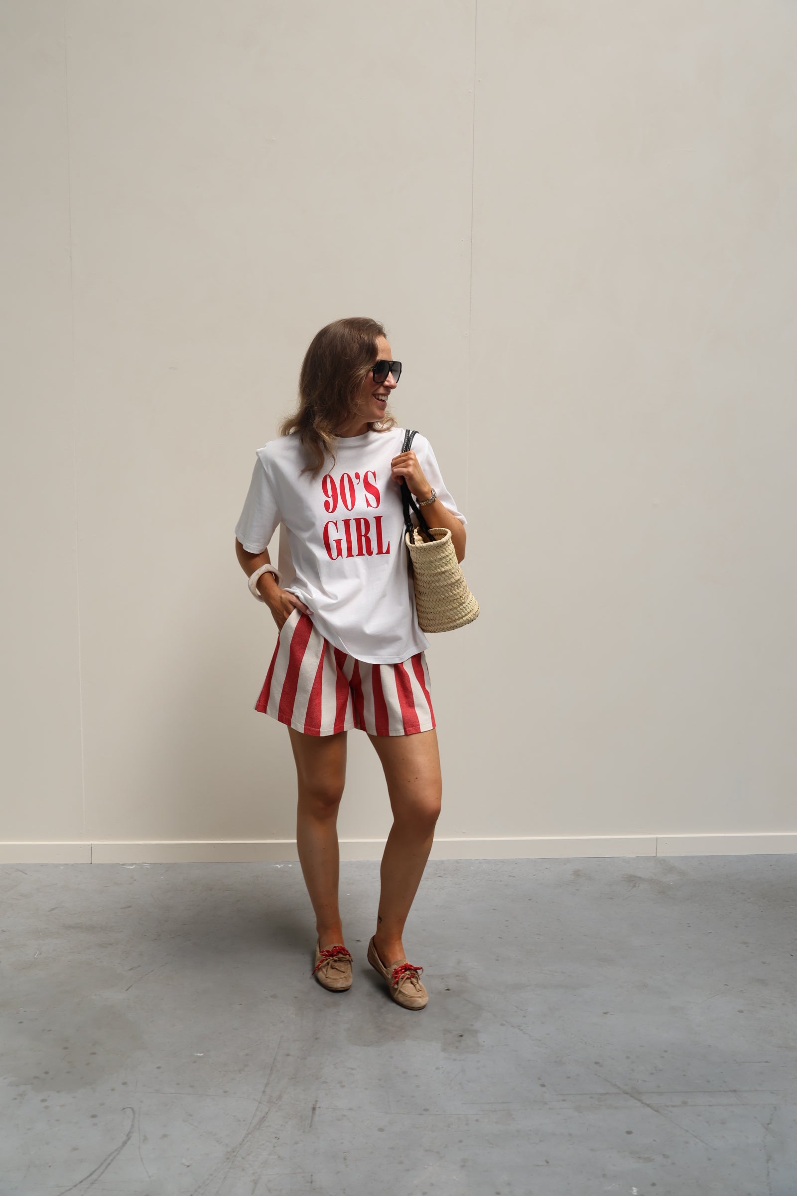 Sanne gestreepte short rood/ecru
