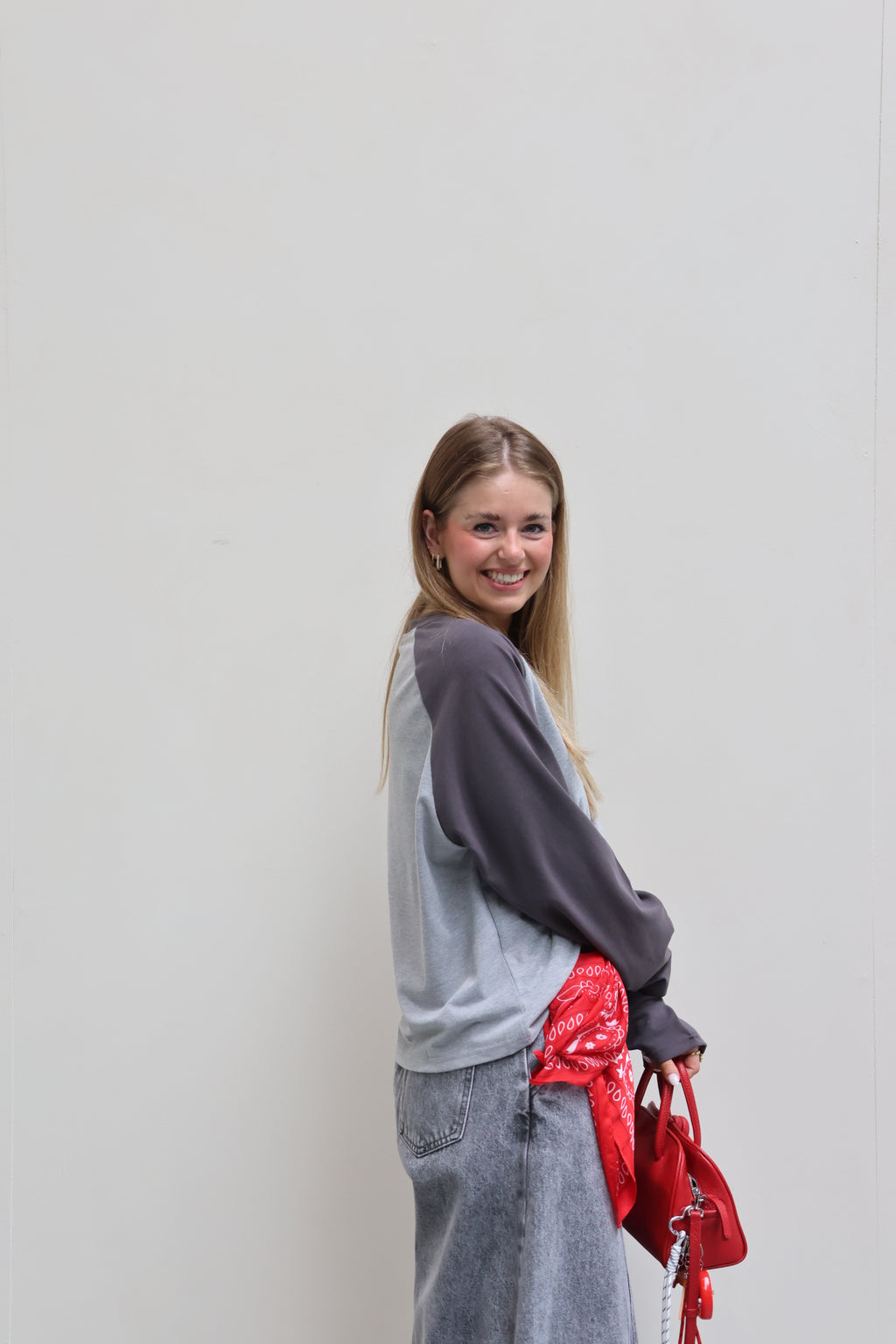 Amy longsleeve grijs/donkergrijs