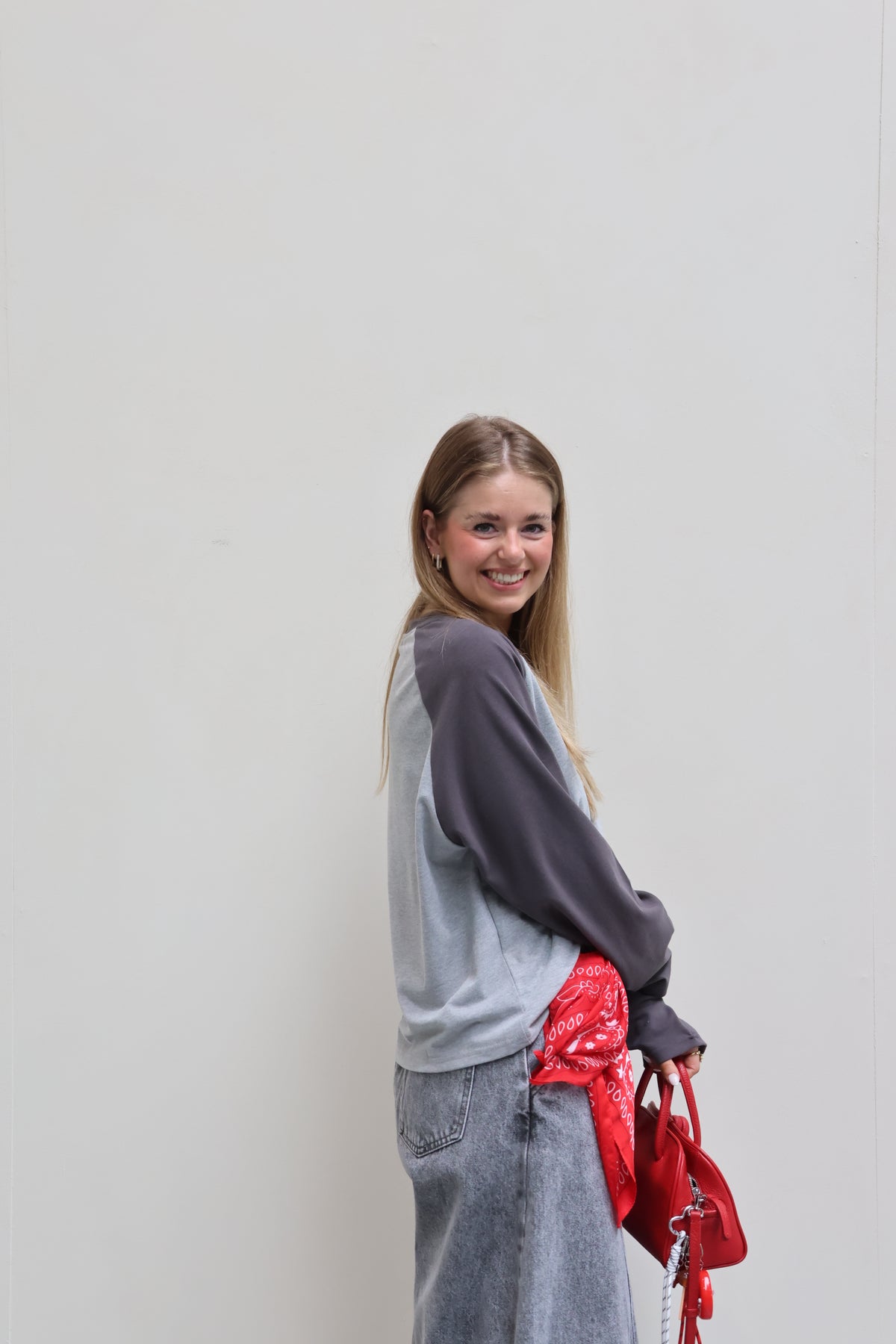 Amy longsleeve grijs/donkergrijs