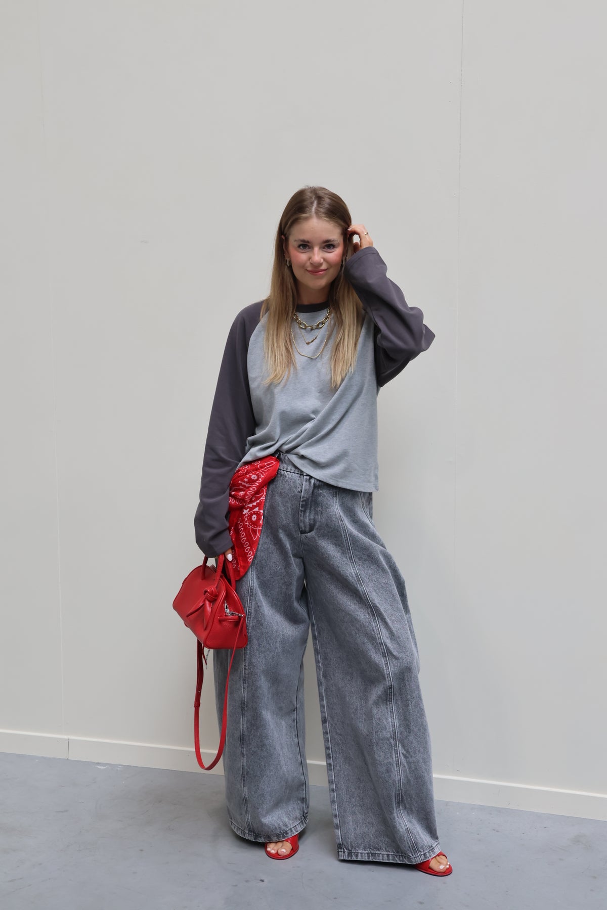 Alexia balloon jeans met rekkerband grijs
