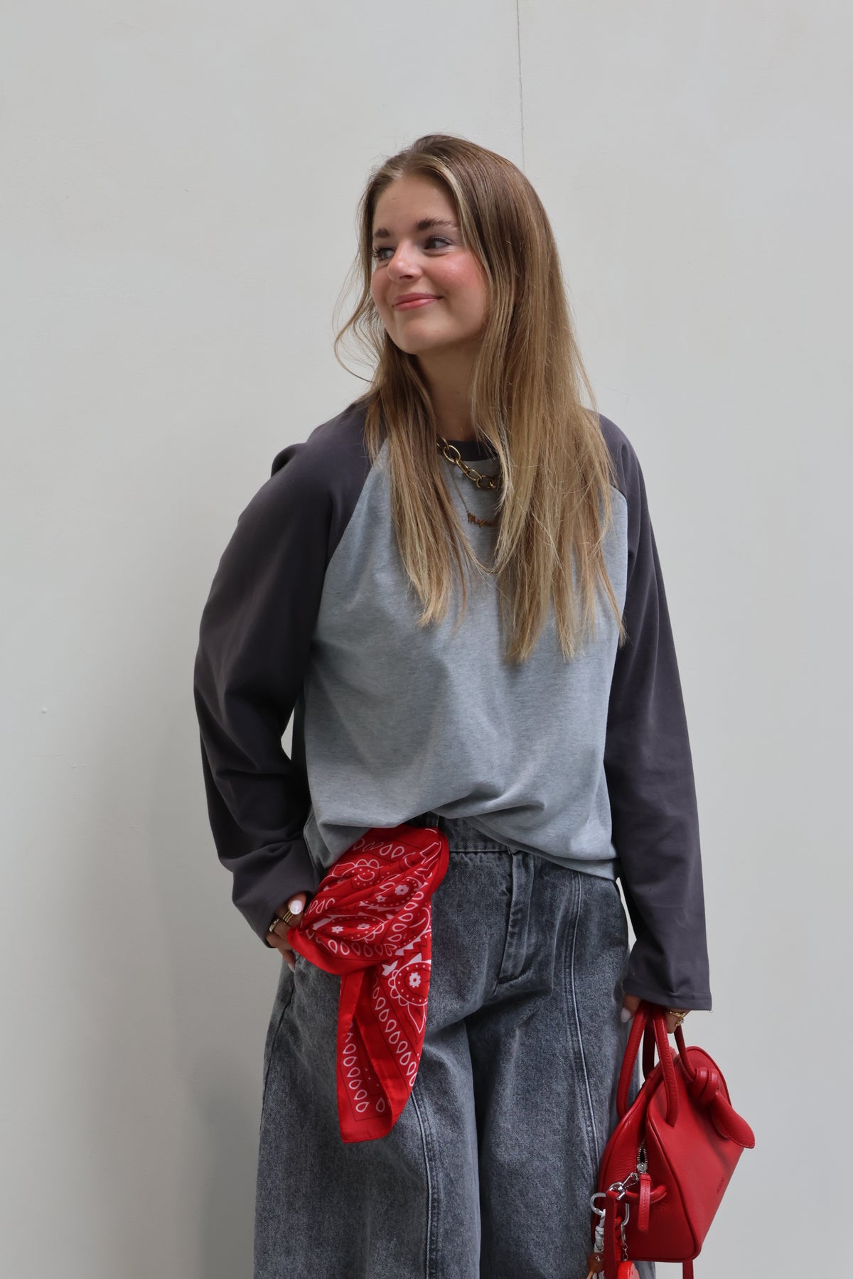 Amy longsleeve grijs/donkergrijs