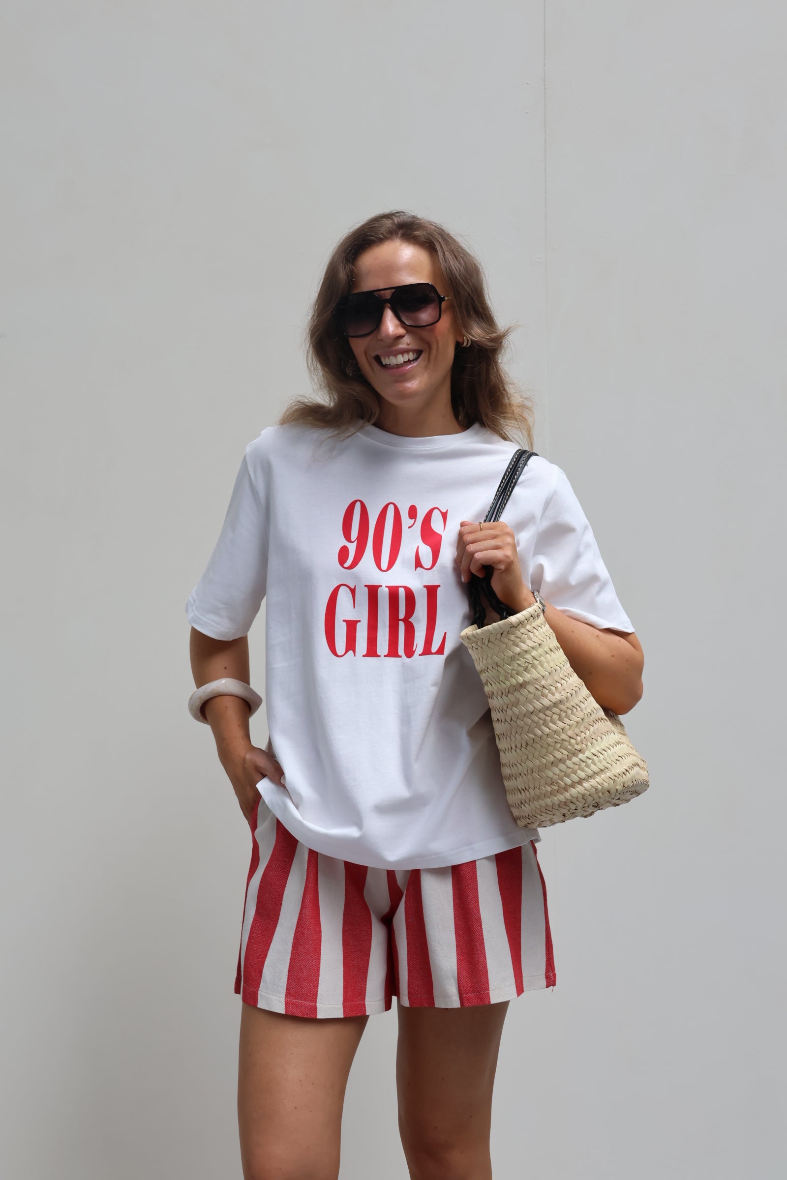 Sanne gestreepte short rood/ecru
